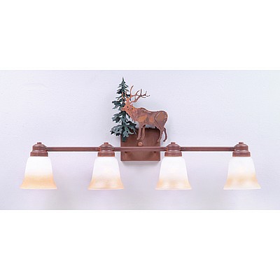 Parkshire Quad Bath Vanity Light - Valley Elk Bath 4 Light Elk Metal Art