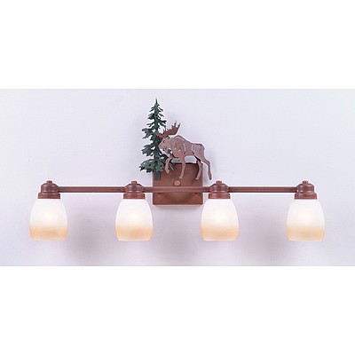 Parkshire Quad Bath Vanity Light - Mountain Moose Bath 4 Light Moose Metal Art