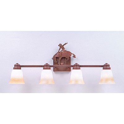 Parkshire Quad Bath Vanity Light - Bucking Bronco Bath 4 Light Western Metal Art