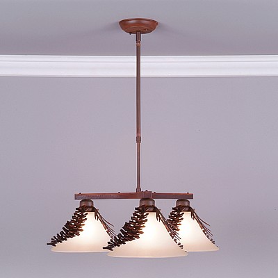 Cedarwood Chandelier 3 light - Spruce Cone Chandelier Pine Cone Metal Art