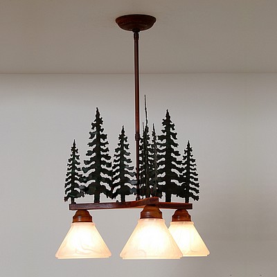 Cedarwood Chandelier 3 light - Cedar Tree Chandelier Trees Metal Art
