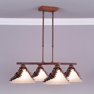 Cedarwood Chandelier 4 light - Spruce Cone Chandelier Pine Cone Metal Art