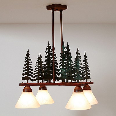 Cedarwood Chandelier 4 light - Cedar Tree Chandelier Trees Metal Art