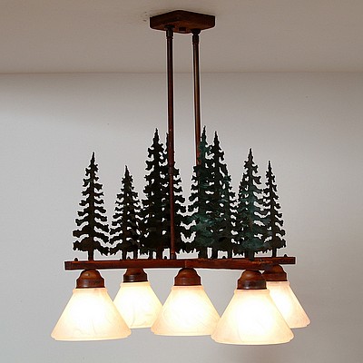Cedarwood Chandelier 5 light - Cedar Tree Chandelier Trees Metal Art