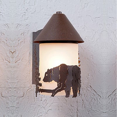 Cedarline Sconce - Bear Outdoor Wall Light Bear Metal Art