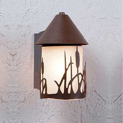 Cedarline Sconce - Cattails Outdoor Wall Light Cattails Metal Art