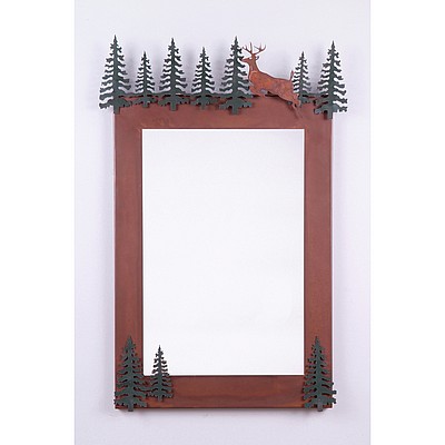 Wasatch Vertical Mirror Frame - Valley Deer Vanity Mirror Deer Metal Art