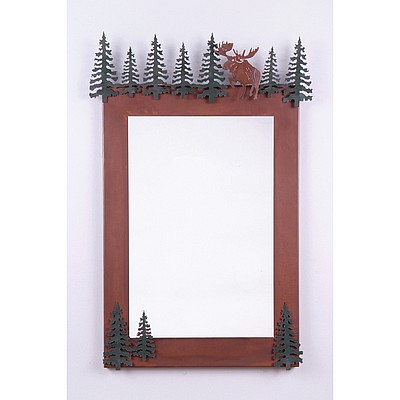 Wasatch Vertical Mirror Frame - Alaska Moose Vanity Mirror Moose Metal Art