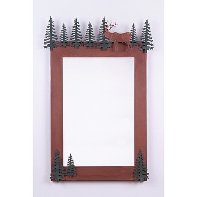 Wasatch Vertical Mirror Frame - Valley Elk Vanity Mirror Elk Metal Art