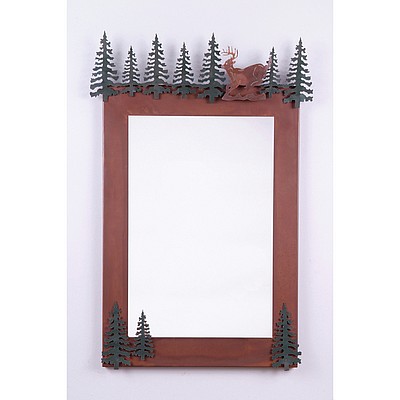 Wasatch Vertical Mirror Frame - Mountain Deer Vanity Mirror Deer Metal Art