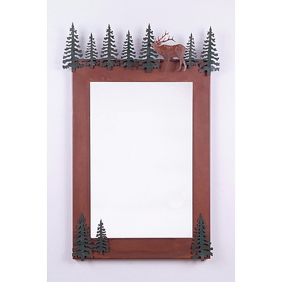 Wasatch Vertical Mirror Frame - Mountain Elk Vanity Mirror Elk Metal Art