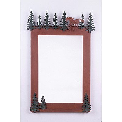 Wasatch Vertical Mirror Frame - Mountain Horse Vanity Mirror Horse Metal Art