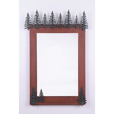Wasatch Vertical Mirror Frame - Cedar Tree Vanity Mirror Trees Metal Art