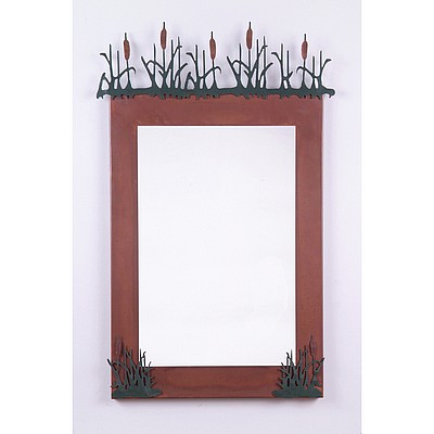 Wasatch Vertical Mirror Frame - Cattails Vanity Mirror Cattails Metal Art