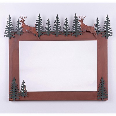 Wasatch Horizontal Mirror Frame - Valley Deer Vanity Mirror Deer Metal Art