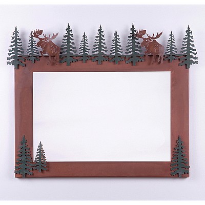 Wasatch Horizontal Mirror Frame - Alaska Moose Vanity Mirror Moose Metal Art