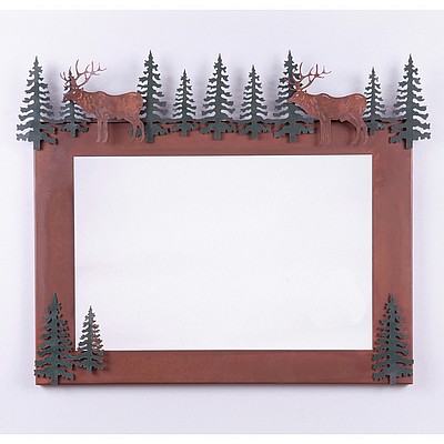 Wasatch Horizontal Mirror Frame - Valley Elk Vanity Mirror Elk Metal Art