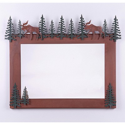 Wasatch Horizontal Mirror Frame - Mountain Moose Vanity Mirror Moose Metal Art
