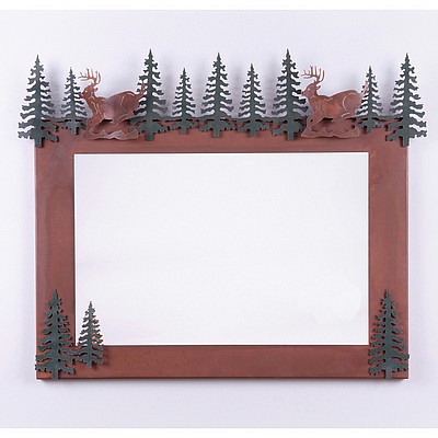 Wasatch Horizontal Mirror Frame - Mountain Deer Vanity Mirror Deer Metal Art