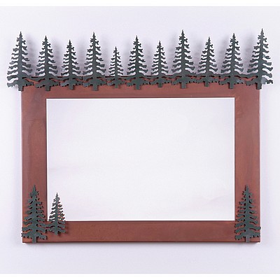 Wasatch Horizontal Mirror Frame - Cedar Tree Vanity Mirror Trees Metal Art