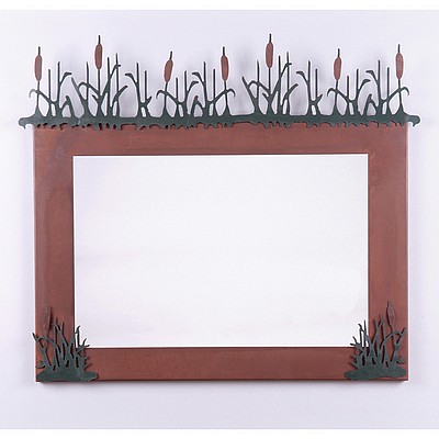 Wasatch Horizontal Mirror Frame - Cattails Vanity Mirror Cattails Metal Art