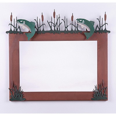 Wasatch Horizontal Mirror Frame - Trout Vanity Mirror Trout Metal Art