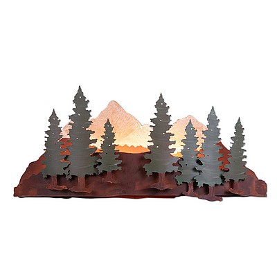 Wood Mountain Sconce - Pine Tree Wall Light Trees Metal Art