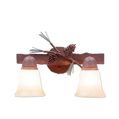 Lakeside Double Bath Vanity Light - Pine Cone Bath 2 Light Pine Cone Metal Art