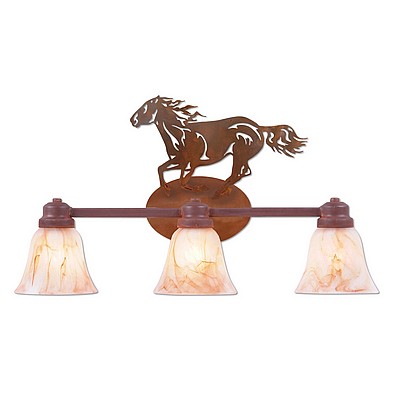 Sienna Triple Bath Vanity Light - Horse Bath 3 Light Horse Metal Art