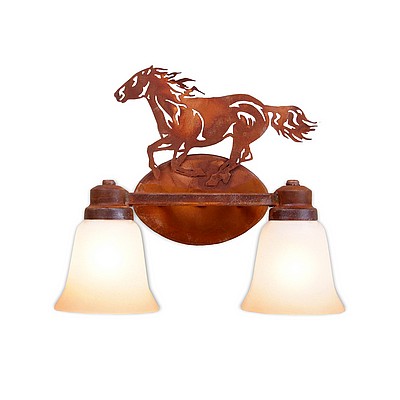 Sienna Double Bath Vanity Light - Horse Bath 2 Light Horse Metal Art