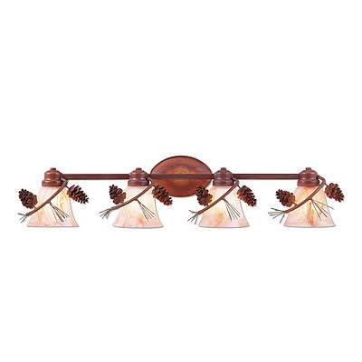 Sienna Quad Bath Vanity Light - Pine Cone Bath 4 Light Pine Cone Metal Art