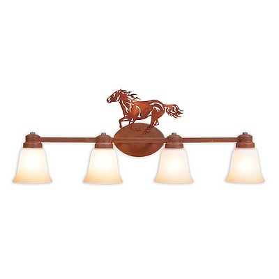 Sienna Quad Bath Vanity Light - Horse Bath 4 Light Horse Metal Art