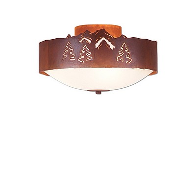 Ridgemont Close-to-Ceiling Medium - Mountain-Pine Tree Cutouts Ceiling Light Trees Metal Art