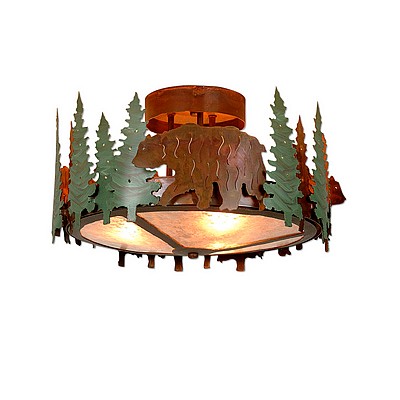 Woodcrest Semi-Flush - Bear Semi-Flush Light Bear Metal Art