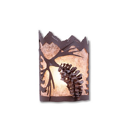 Cascade Sconce Small - Spruce Cone Wall Light Pine Cone Metal Art