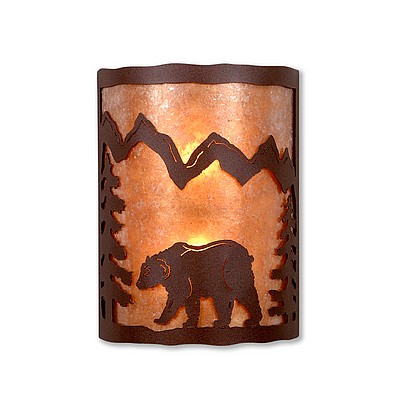 Cascade Sconce Large - Mountain Bear Wall Light Bear Metal Art