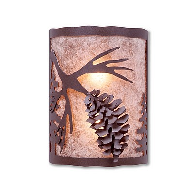 Cascade Sconce Large - Spruce Cone Wall Light Pine Cone Metal Art
