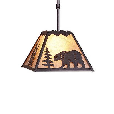 Rocky Mountain Pendant Small - Mountain Bear Pendant Light Bear Metal Art