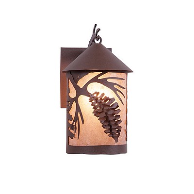 Cascade Lantern Sconce Medium - Spruce Cone Outdoor Wall Light Pine Cone Metal Art