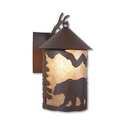 Cascade Lantern Sconce Large - Mountain Bear Outdoor Wall Light Bear Metal Art