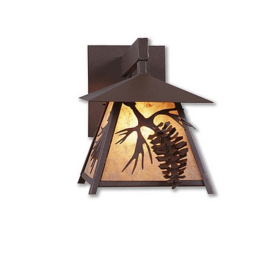 Smoky Mountain Sconce Small - Spruce Cone Outdoor Wall Light Pine Cone Metal Art