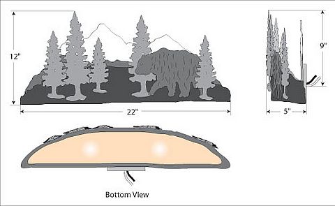 Wood Mountain Sconce - Bear Wall Light Bear Metal Art