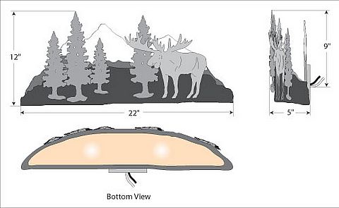 Wood Mountain Sconce - Moose Wall Light Moose Metal Art