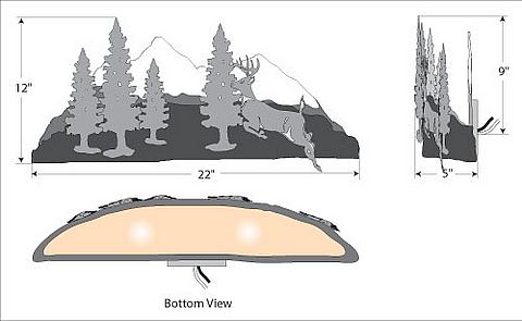Wood Mountain Sconce - Deer Wall Light Deer Metal Art