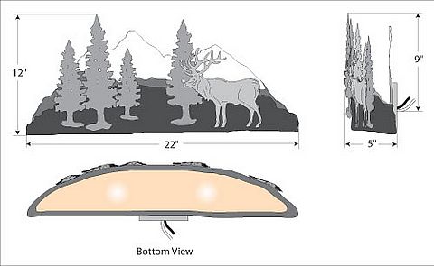 Wood Mountain Sconce - Elk Wall Light Elk Metal Art
