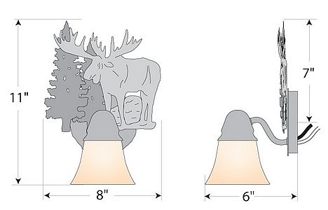 Lakeside Single Sconce - Moose Wall Light Moose Metal Art
