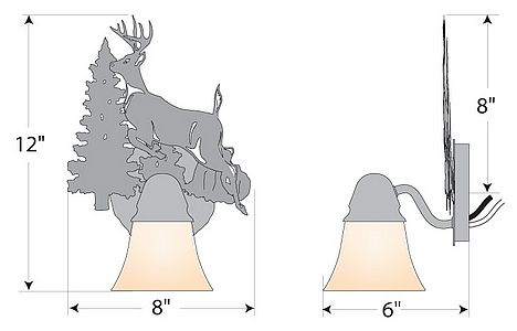 Lakeside Single Sconce - Deer Wall Light Deer Metal Art