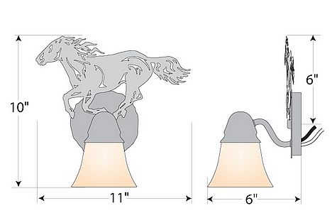 Lakeside Single Sconce - Horse Wall Light Horse Metal Art