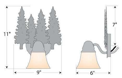 Lakeside Single Sconce - Pine Tree Wall Light Trees Metal Art