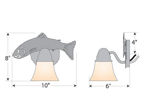 Lakeside Single Sconce - Trout Wall Light Trout Metal Art